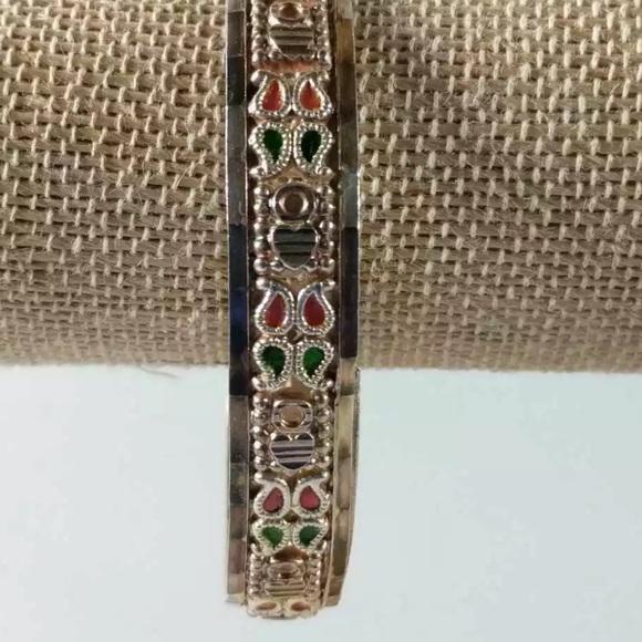 Vintage 925 Sterling Red and Green Enamel Unique 8” Bracelet. See Photos - Picture 3 of 5